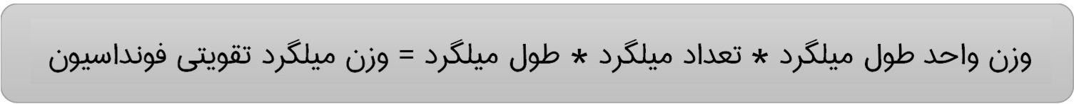 فرمول محاسبه وزن میلگرد تقویتی فونداسیون