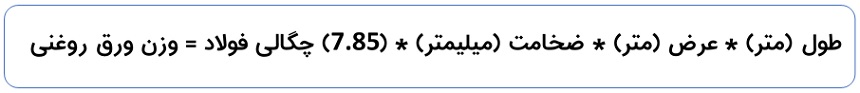 فرمول محاسبه وزن ورق روغنی
