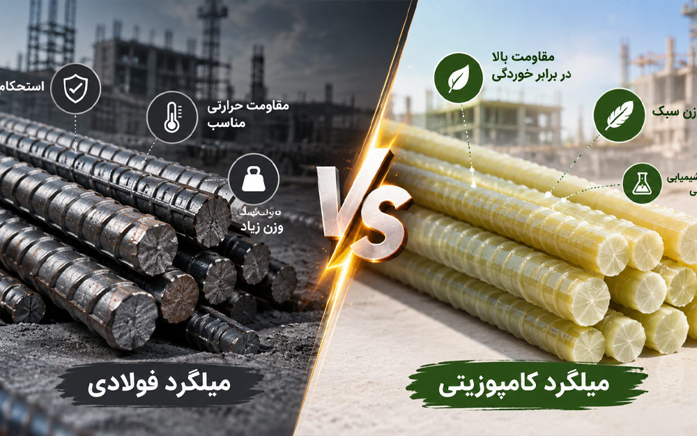 تفاوت میلگرد فولادی و کامپوزیتی